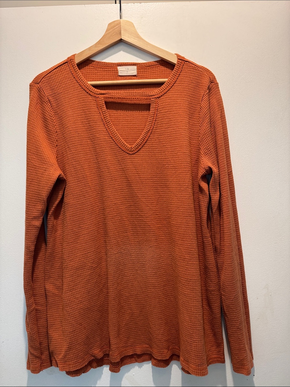 T. La Waffle Knit Long Sleeve Tunic Rust-Orange